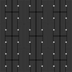 Black and white geometric seamless pattern with line.
