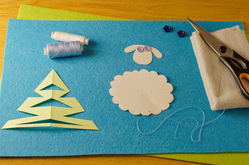 Sewing supplies for making handmade sheep