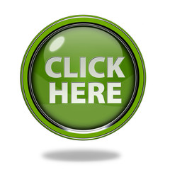 Click here circular icon on white background