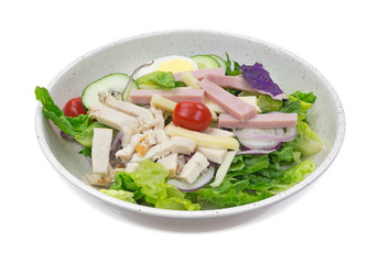 Fresh chef salad on white background