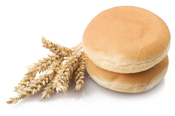 Sandwich for hamburger with ears of corn on white © Orlando Bellini