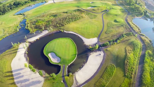 Aerial footage of golf course