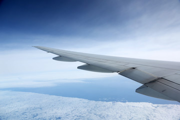 airplane wing flying