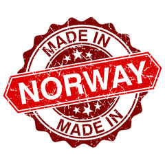 made in Norway red stamp isolated on white background