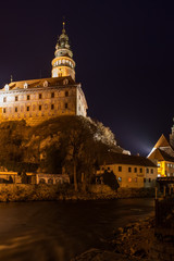 Night view of the city of Cesky Krumlov