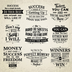 Fototapeta premium Success quotes set