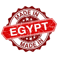 made in Egypt red stamp isolated on white background