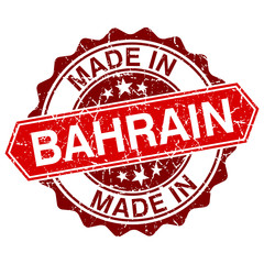 made in Bahrain red stamp isolated on white background