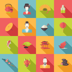 Japan icons flat