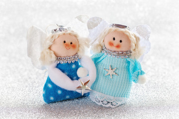 Christmas fun decorative toys on a snowy background