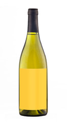 White wine bottle isolated with blank label.