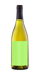 White wine bottle isolated with blank label.