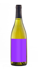 White wine bottle isolated with blank label.