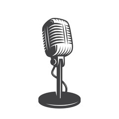 Vector illustration of isolated retro, vintage microphone.
