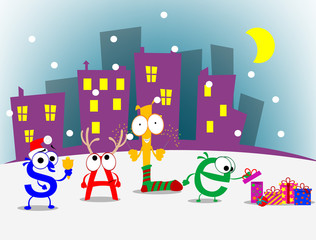 Fun cartoon letters announcing discount. Vector eps 10