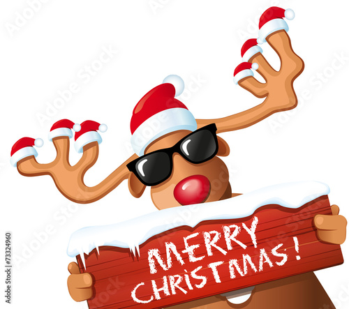 "Rentier mit Merry Christmas" Imágenes de archivo y vectores libres de