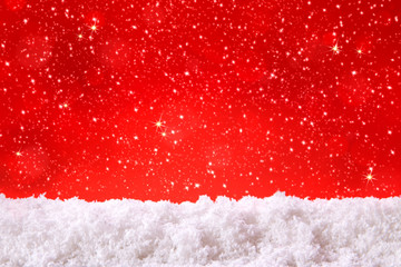 Red christmas background and white snow.  - Powered by Adobe