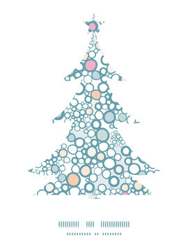 Vector colorful bubbles Christmas tree silhouette pattern frame
