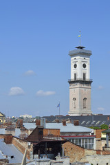 high old tower with clock