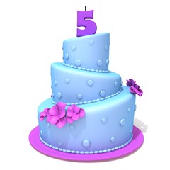 Birthday cake with number five