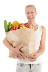 Woman with healthy vegetables and fruit