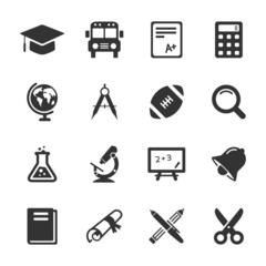 Education and school icons white. Vector
