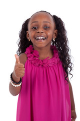Little african american girl making thumbs up gesture - Black pe