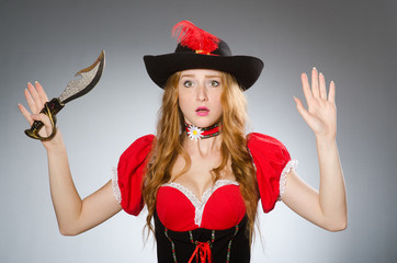 Woman pirate with sharp knife