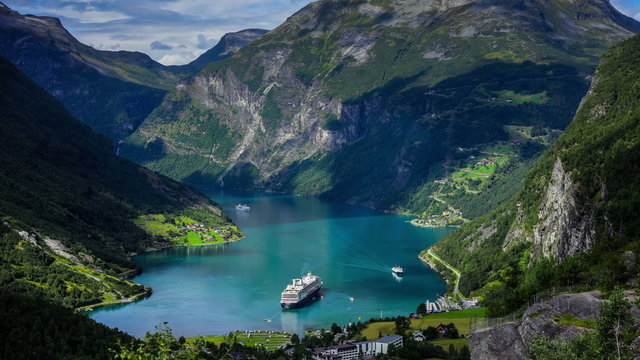 4k, Timelapse, Geiranger fjord, Norway