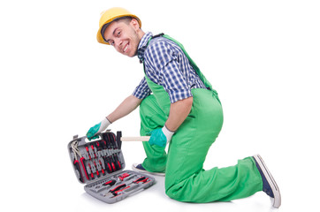 Industrial worker isolated on the white background