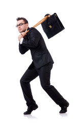 Obraz premium Man with baseball bat isolated on white