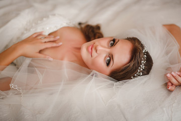 Beautiful bride wedding makeup hairstyle