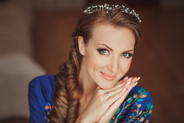 Beautiful bride wedding makeup hairstyle