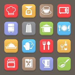 Kitchen cooking icons for web or mobile. Vector