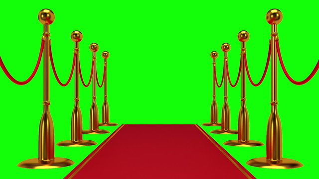 Animation of golden rope barrier with red carpet.