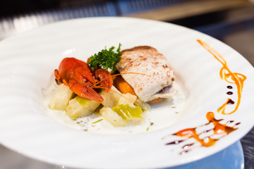 Dish with white fish