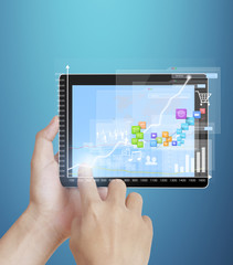 touch- tablet in hands