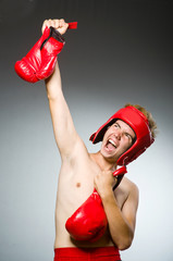 Funny nerd boxer in sport concept