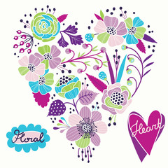 Floral heart. Vector illustration