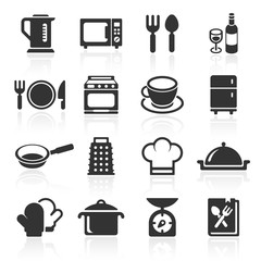 Kitchen and cooking icons white. Vector