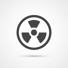 Trendy flat radiation warning icon