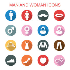 man and woman long shadow icons