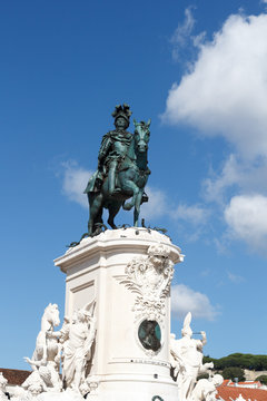 Equestrian statue King Jose I on the Praca do Comercio in Lisbon