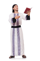 Concept with arab man isolated on white