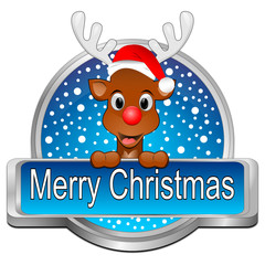 Reindeer Rudolph wishing Merry Christmas Button