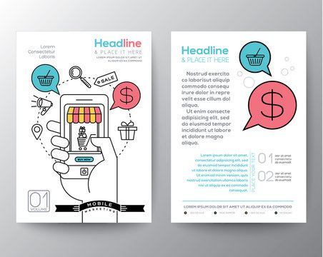 Brochure Flyer design Layout with digital marketing concept