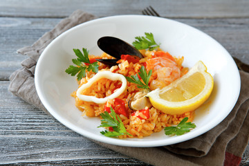 Rice with meat mussels and rice