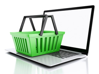 3d Shopping basket. Online shopping concept