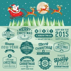 Christmas decoration collection of with labels, icons element