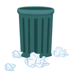 Trash Can and paper isolated illustration